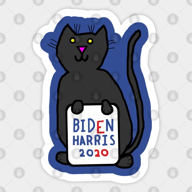 Small Cat with Biden Harris Sign Sticker by ellenhenryart